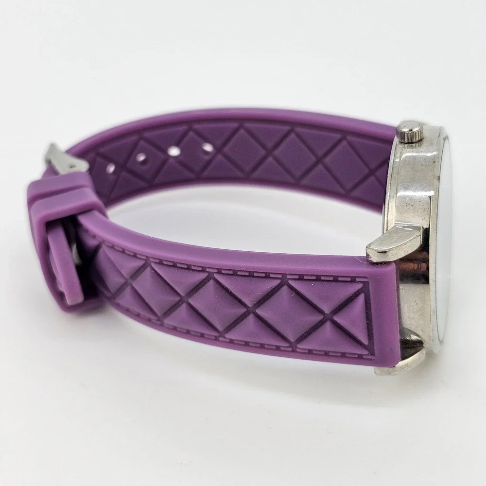 37MM Women Watch Always Late But Worth the Wait Purple Plastic Bands New Battery